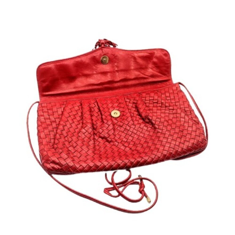 Cosci Handmade Italian Red Woven Leather Bag - Picture 3 of 6